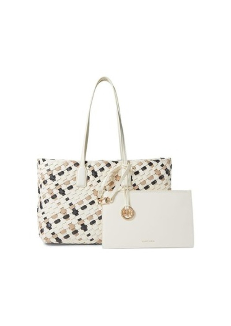Anne Klein Woven Tote With Detachable Pouch