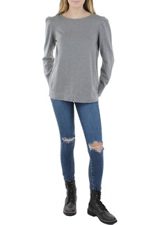 Anne Klein Plus Womens Cotton Cashmere Shirred Shoulder Pullover Sweater
