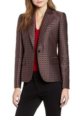 Anne Klein Geo Print Jacquard Jacket in Anne Blk/Titian Red Cmb at Nordstrom