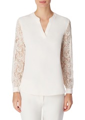 ANNE KLEIN Lace Sleeve Blouse in Anne White at Nordstrom
