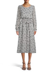 Women's Anne Klein Long Sleeve Fit & Flare Midi Dress