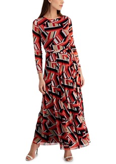 Anne Klein Womens Belted Long Maxi Dress