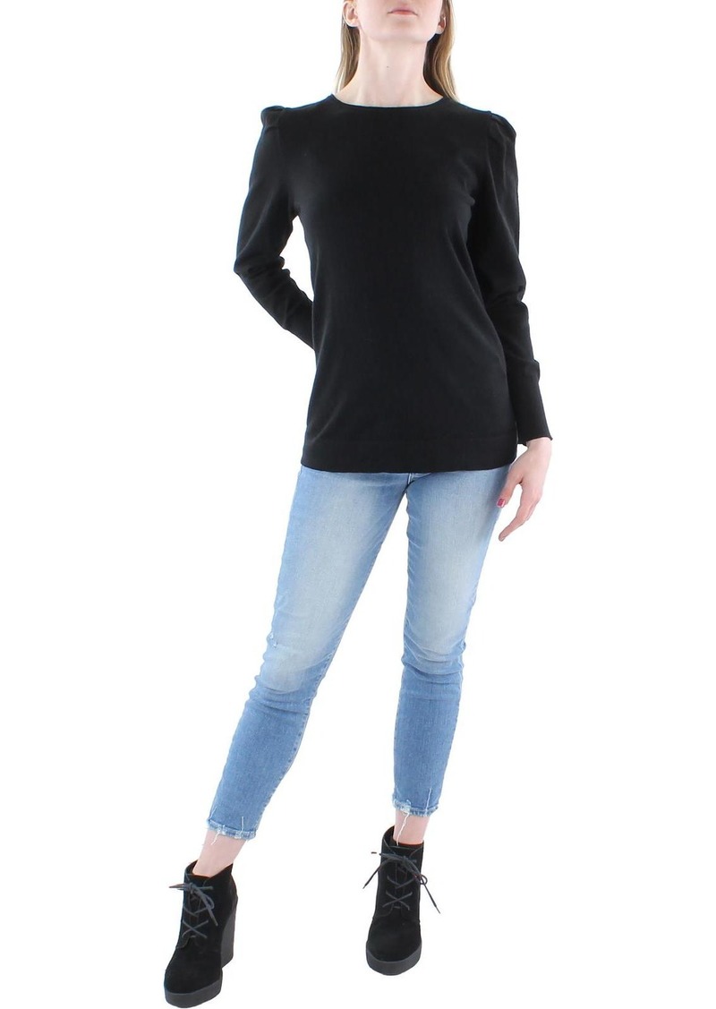 Anne Klein Womens Cashmere Shirred Shoulder Pullover Sweater