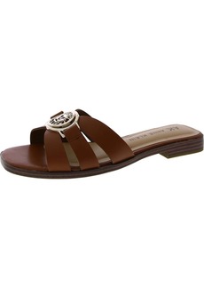 Anne Klein Womens Faux Leather Embellished Slide Sandals