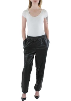 Anne Klein Womens Faux Leather Slim Ankle Pants