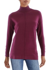 Anne Klein Womens Mock Collar Ribbed Trim Pullover Sweater
