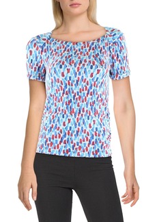 Anne Klein Womens Printed Knit Pullover Top
