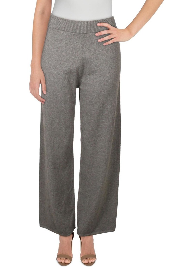 Anne Klein Womens Ribbed Trim Pull On Wide Leg Pants