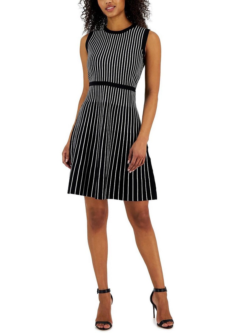 Anne Klein Womens Striped Knee Length Midi Dress