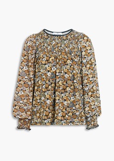 Antik Batik - Antony shirred floral-print stretch-jersey blouse - Brown - FR 38