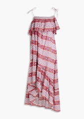 Antik Batik - Austin asymmetric ruffled floral-print cotton dress - Red - FR 40
