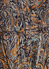 Antik Batik - Belted paisley-print chiffon midi shirt dress - Blue - FR 38