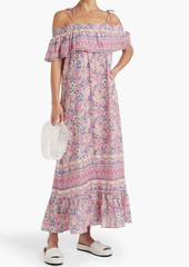 Antik Batik - Cold-shoulder paisley-print cotton-voile maxi dress - Pink - FR 40