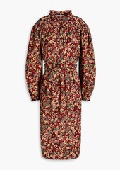Antik Batik - Gathered floral-print cotton dress - Brown - FR 38