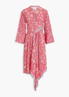 Antik Batik - Dandy lace-up printed crepe midi dress - Pink - FR 36