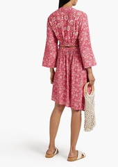 Antik Batik - Dandy lace-up printed crepe midi dress - Pink - FR 36