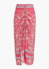 Antik Batik - Dandy ruched printed crepe maxi skirt - Pink - FR 36