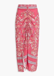 Antik Batik - Dandy ruched printed crepe maxi skirt - Pink - FR 38