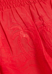 Antik Batik - Felicia cold-shoulder shirred broderie anglaise cotton top - Red - FR 36
