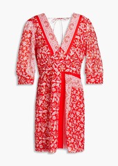 Antik Batik - Floral-print cotton and silk-blend voile mini dress - Red - L