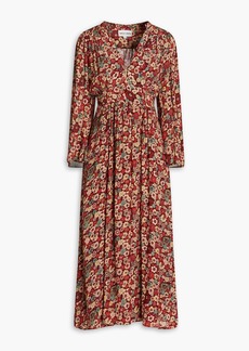 Antik Batik - Colline floral-print crepe de chine midi dress - Burgundy - FR 36