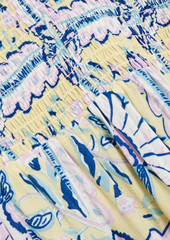 Antik Batik - Hupa shirred printed voile midi dress - Yellow - FR 38