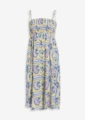 Antik Batik - Hupa shirred printed voile midi dress - Yellow - FR 36