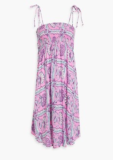 Antik Batik - Hupa shirred printed woven dress - Pink - FR 38