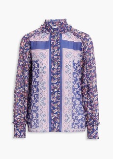 Antik Batik - Ilona printed cotton and silk-blend voile shirt - Blue - FR 38