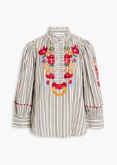 Antik Batik - Juliette embroidered striped cotton-jacquard blouse - Multicolor - FR 40