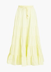 Antik Batik - Kala belted tiered cotton maxi skirt - Yellow - FR 42