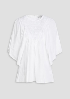 Antik Batik - Lace-paneled gathered woven blouse - White - FR 38