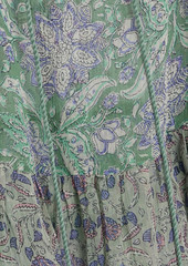Antik Batik - Loah gathered printed voile top - Green - FR 36