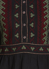 Antik Batik - Lyna embroidered cotton-voile peplum blouse - Gray - FR 40