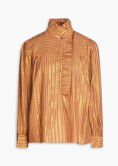 Antik Batik - Eddy striped metallic twill blouse - Brown - FR 36