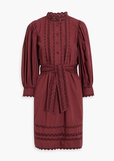 Antik Batik - Molly belted cotton-poplin mini dress - Burgundy - FR 36