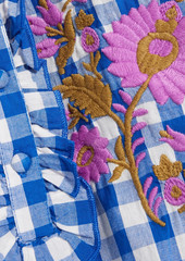 Antik Batik - Polly embroidered gingham cotton midi dress - Blue - FR 38