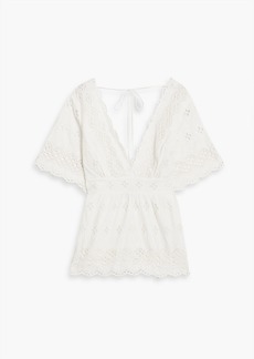 Antik Batik - Sangalo open-back broderie anglaise cotton blouse - White - FR 38
