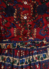 Antik Batik - Tamir embroidered printed cotton-gauze midi dress - Burgundy - FR 40