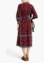 Antik Batik - Tamir embroidered printed cotton-gauze midi dress - Burgundy - FR 40