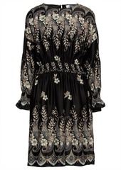 Antik Batik - Amelia shirred floral-print satin dress - Black - FR 40