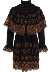Antik Batik - Lilou layered shirred broderie anglaise cotton mini dress - Black - FR 36