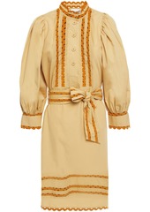 Antik Batik - Mali belted rickrack-trimmed cotton-poplin dress - Neutral - FR 40