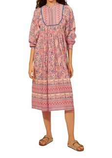 Antik Batik Helene Printed Midi Dress In Light Pink