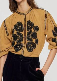 Antik Batik Robby Embroidered Blouse In Camel