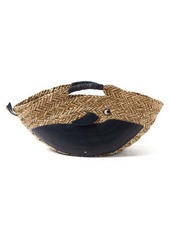 Anya Hindmarch - Whale Leather And Seagrass Basket Bag - Womens - Beige Navy