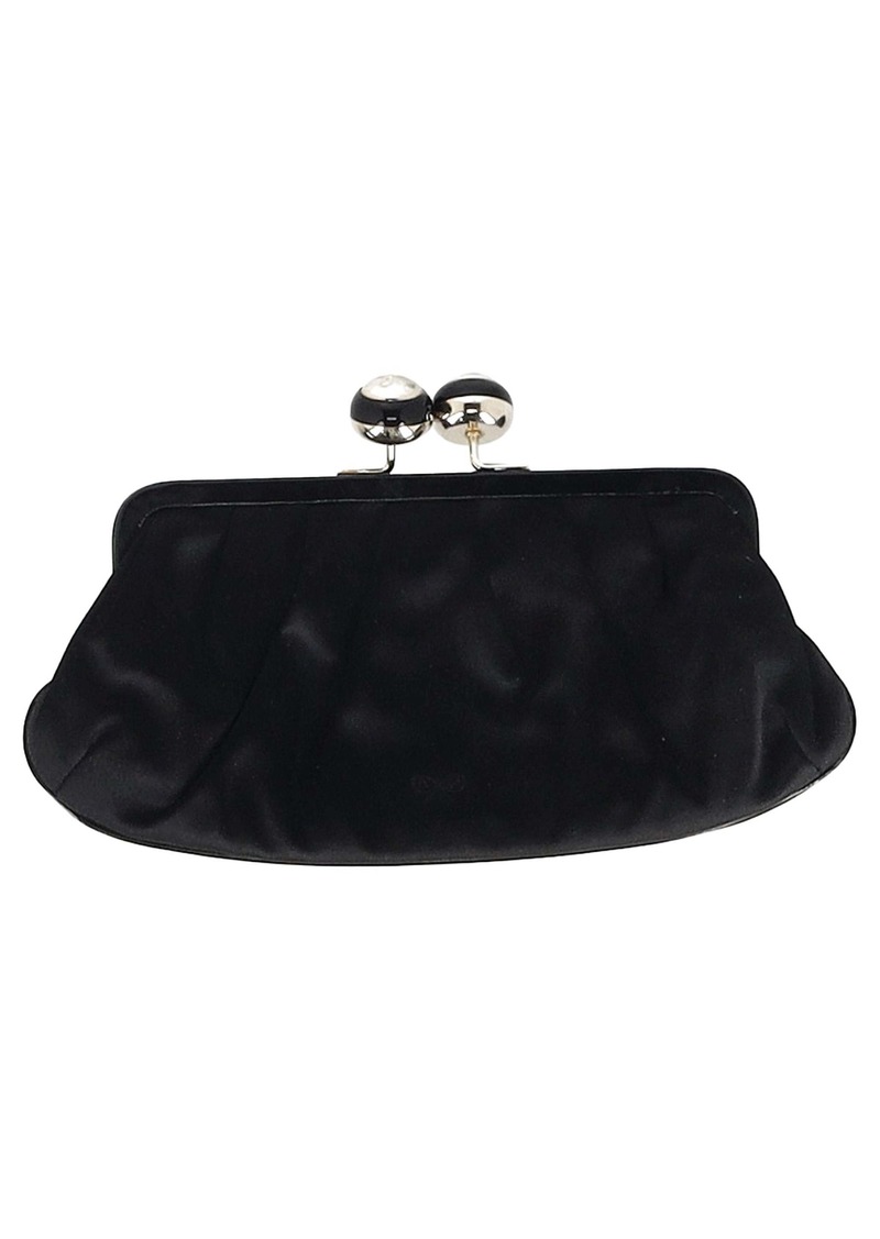 Anya Hindmarch Bespoke Maud Clutch Bag in Black Satin