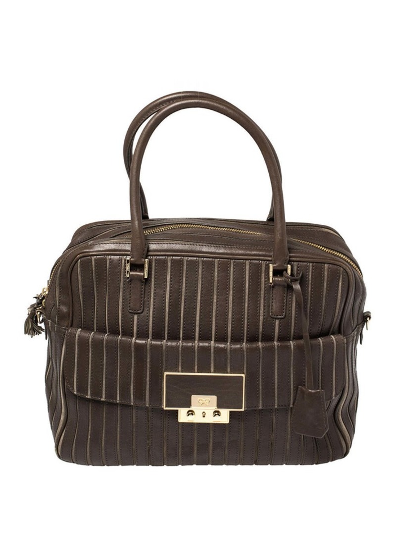 Anya Hindmarch Brown/grey Leather And Suede Bowling Bag