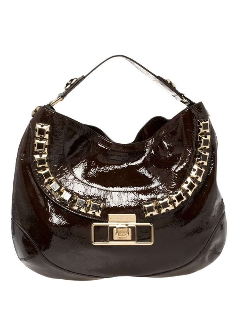 Anya Hindmarch Dark Patent Leather Studded Hobo