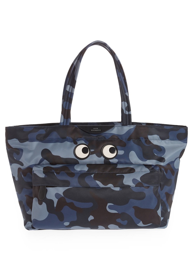 Anya Hindmarch Eyes Camo East/West Nylon Tote in Camo Marine at Nordstrom